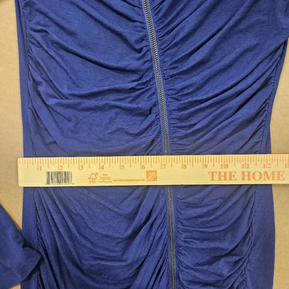 Calvin Klein Ruched Bodycon Long Sleeve Mini Dress Tunic Royal Blue Size Small - Picture 10 of 12